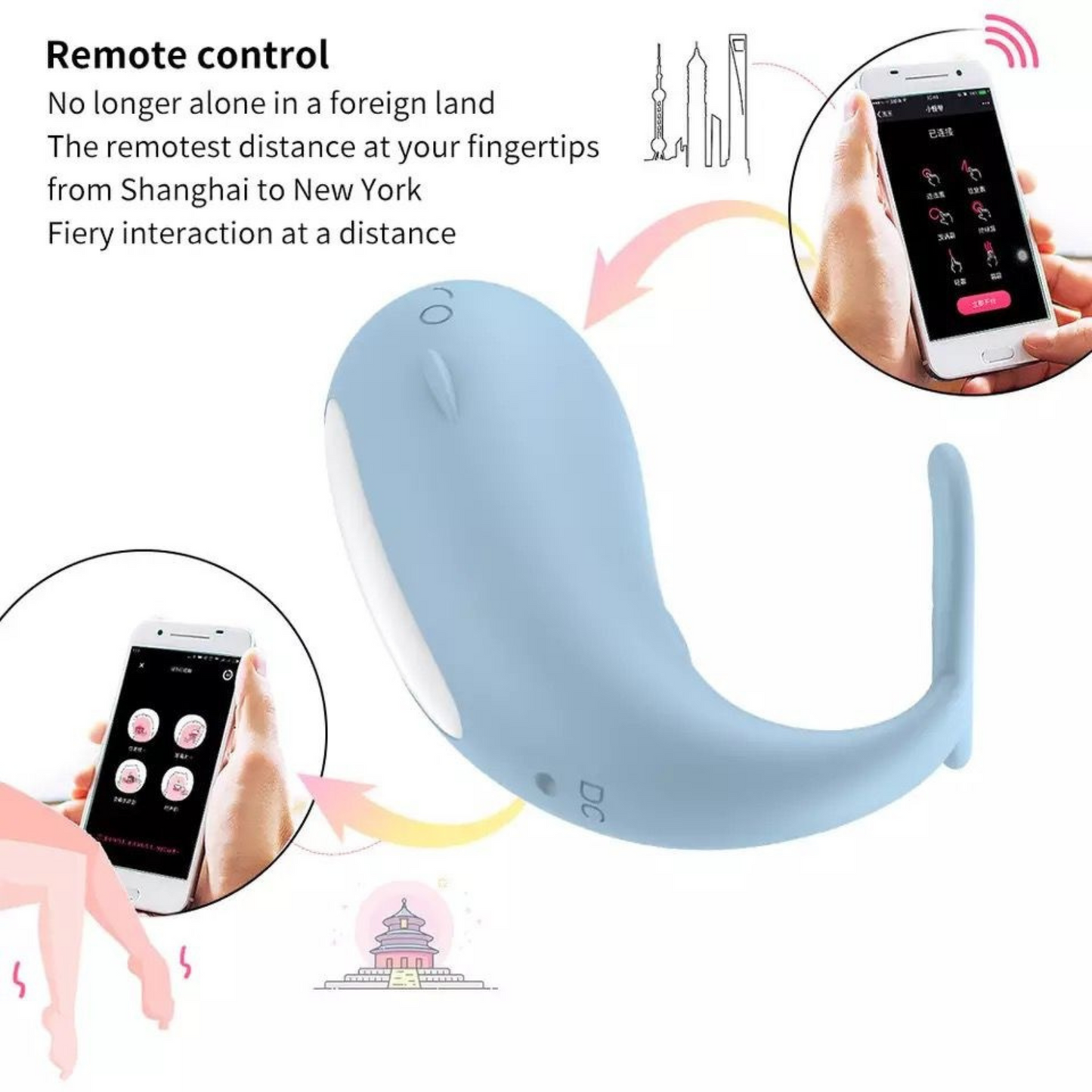 Wireless Bluetooth Control Cute Whale Vibrator - Waterproof, Strong Vibrations, App Controlled