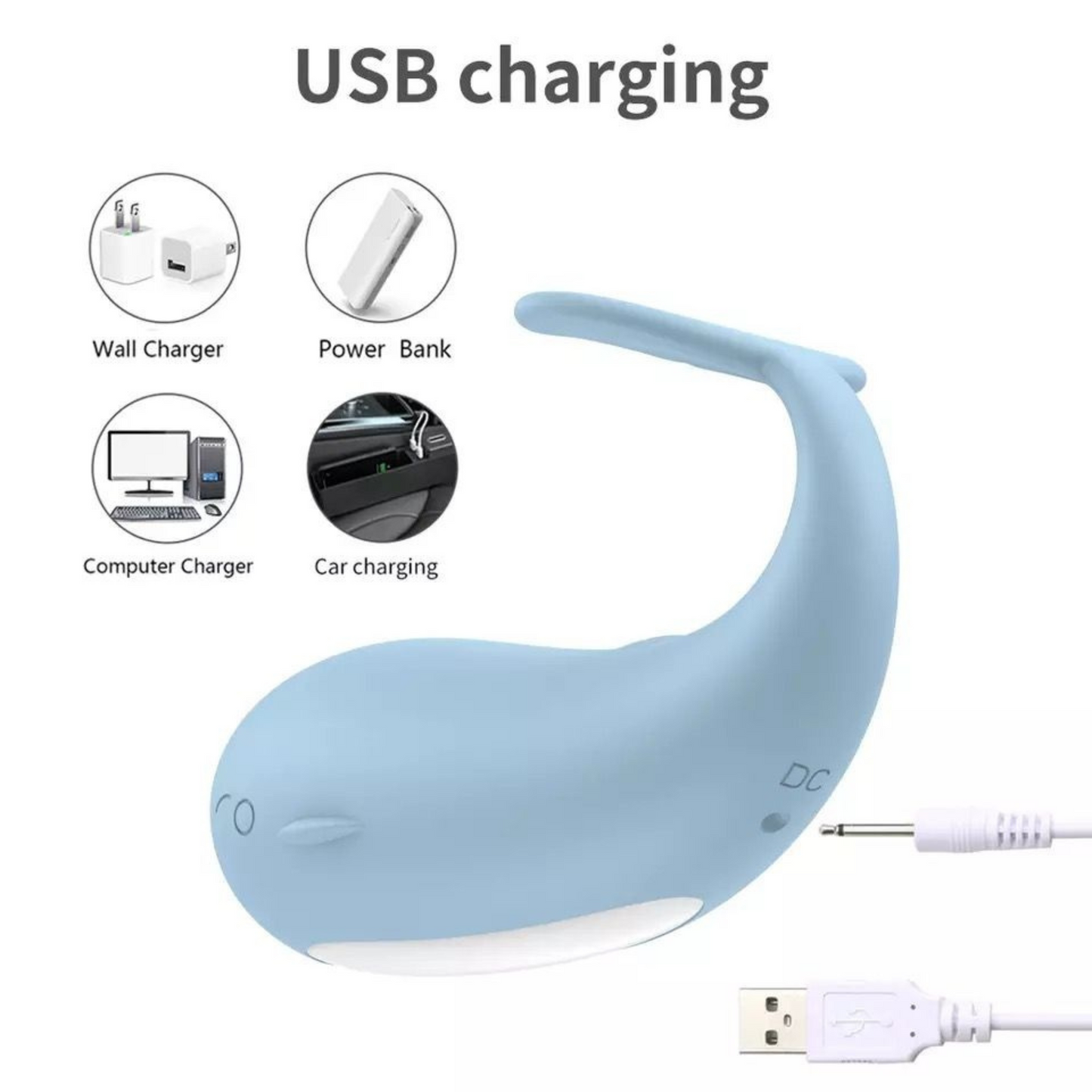 Wireless Bluetooth Control Cute Whale Vibrator - Waterproof, Strong Vibrations, App Controlled