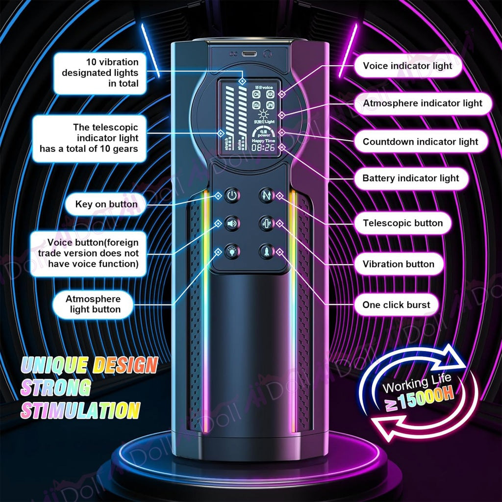 Male Vibrator LCD Display Thrusting Sex Machine Automatic Masturbation Cup