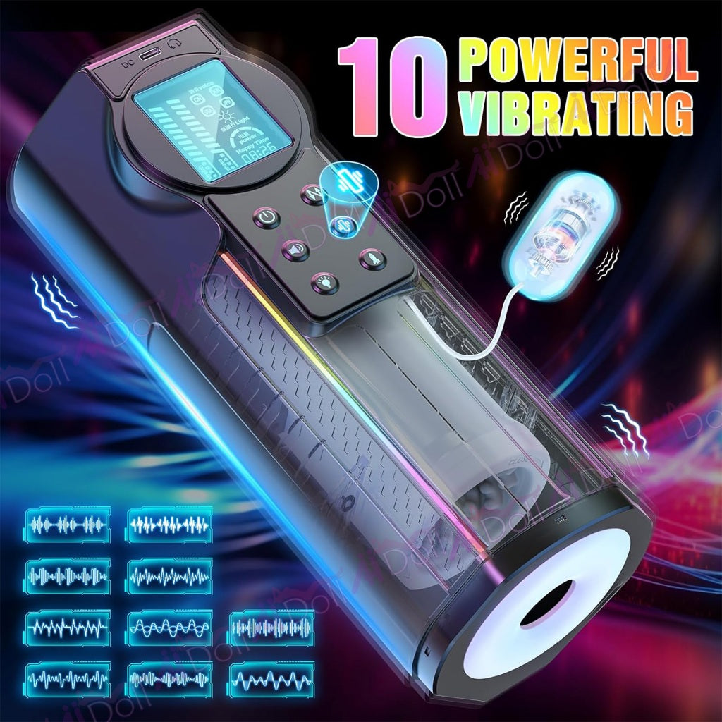 Male Vibrator LCD Display Thrusting Sex Machine Automatic Masturbation Cup